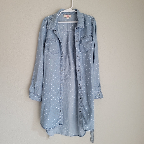 GB girls Polka Dot Shirt Dress, size Small, Blue & White - Picture 10 of 11